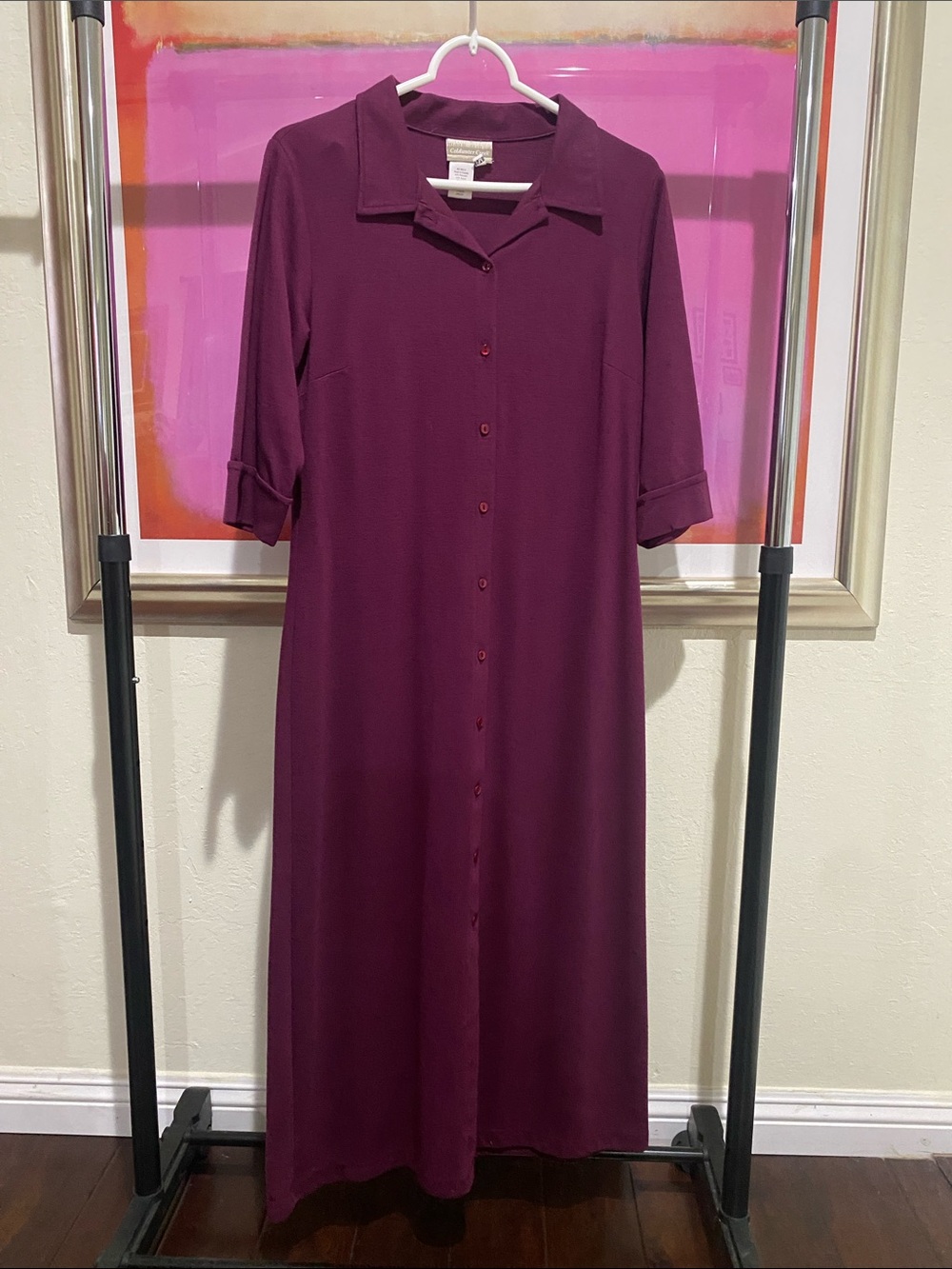 Coldwater Creek Plum Button-Front Maxi Dress